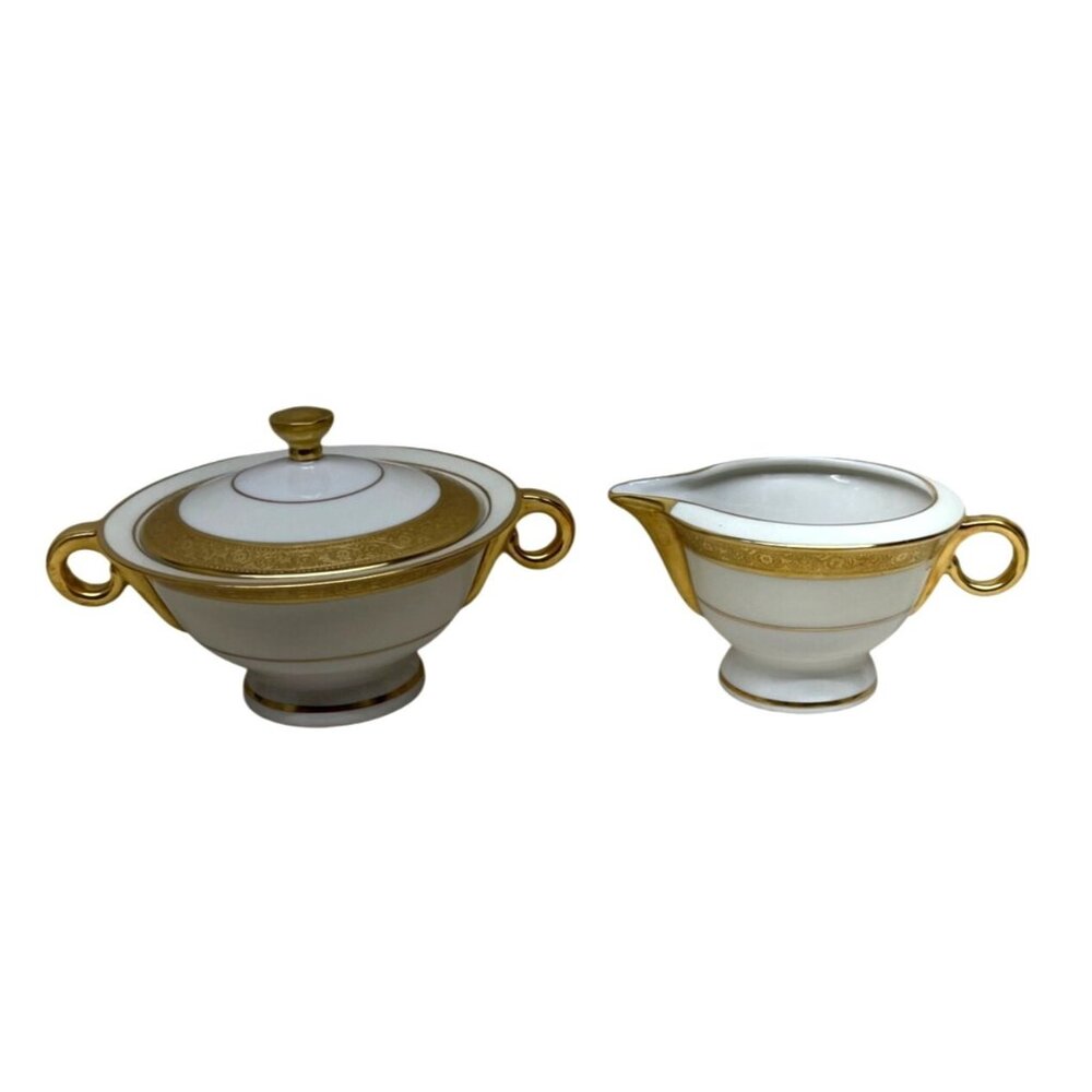 Theodore Haviland New York Athens Sugar with Lid and Creamer USA FLAW